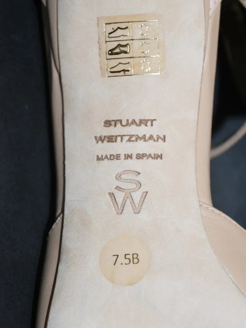 $550 STUART WEITZMAN NUDISTIA SQUARE TOE HEEL LEATHER ADOBE 7.5 (DD19)